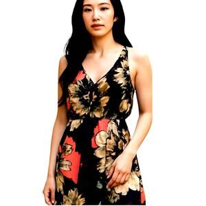 Pink Owl Small Women's Sleeveless Black Maxi BOHO Sun Dress Miss Size 4 6 S